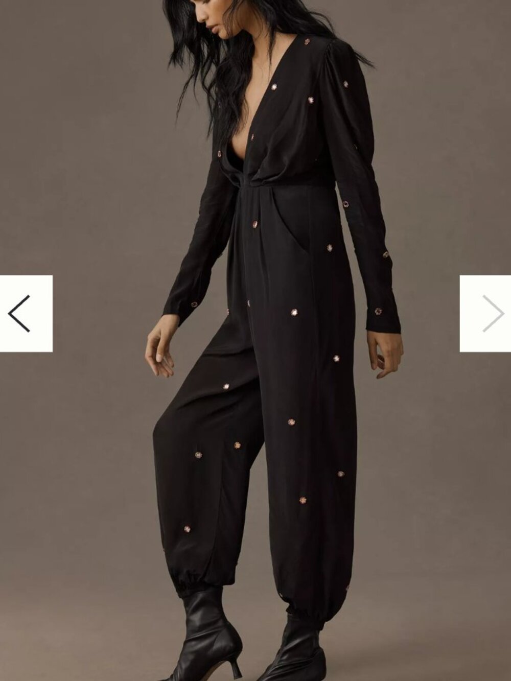 NWT Farm Rio Shisha Black Mirror Embellished Jumpsuit Womens L Beaded Party Boho - Picture 3 of 16